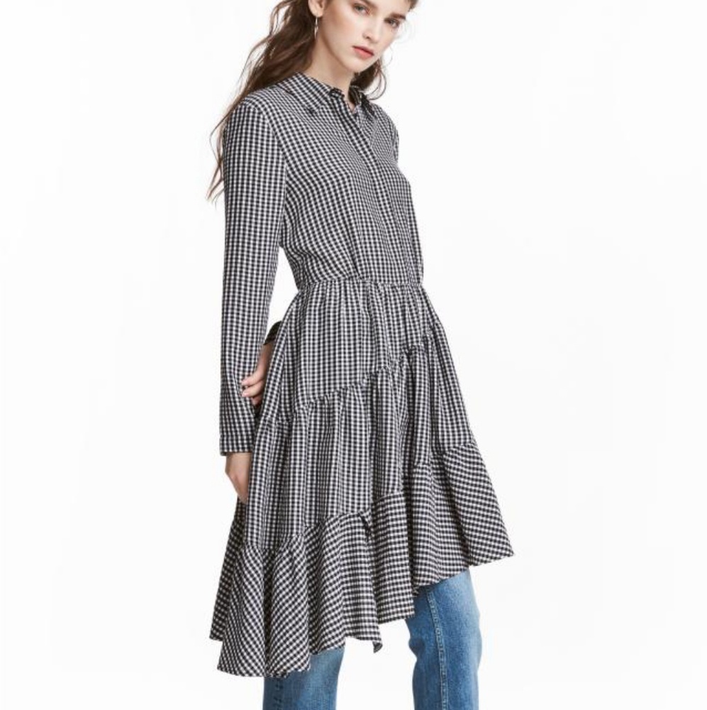 H&M Asymmetric Gingham Plaid Dress